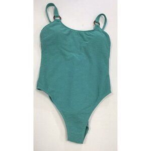 Shade & Shore Women's Pucker Textured High Leg  Swimsuit Medium 8-10 💚